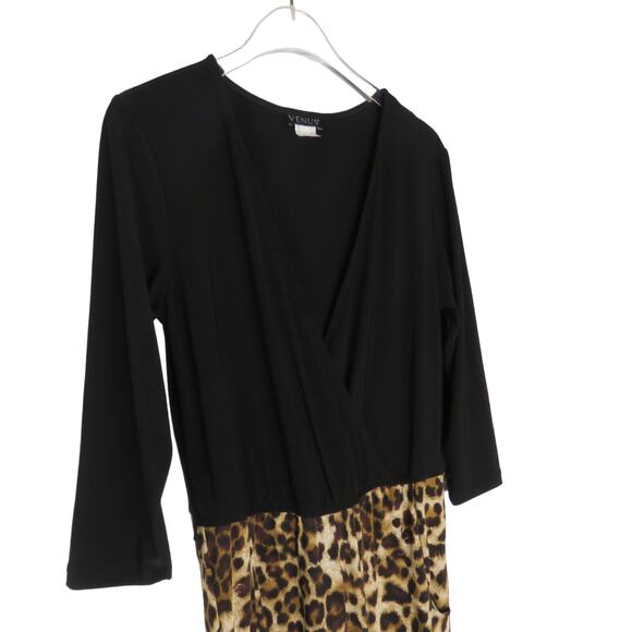 Venus Black And Leopard Pattern Long Sleeve Formal Jumpsuit Small - Picture 5 of 9